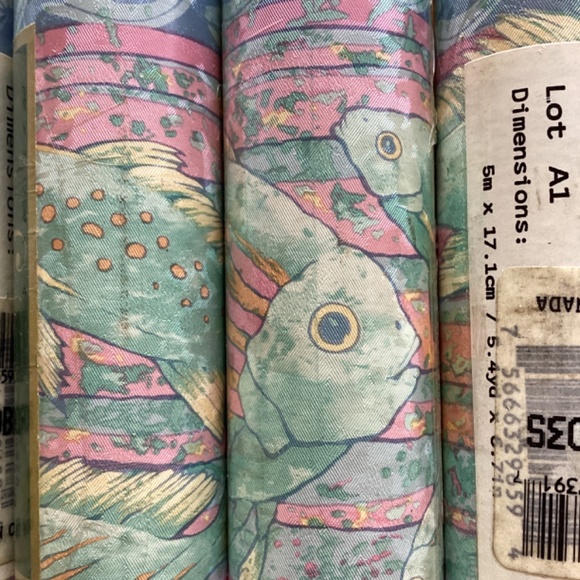 Vintage Pastel Fish Seashell Underwater Vinyl Pre Pasted Wallpaper Border Retro - Picture 3 of 7
